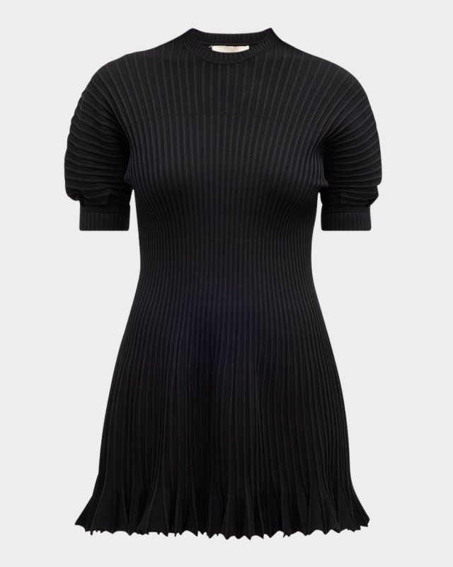 Talie Ribbed Puff-Sleeve Mini Dress